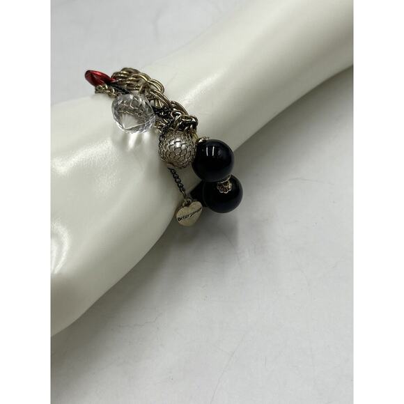 Betsey Johnson Whistle Red Lips Black Beads Black Beads Bow Stretch Bracelet - Picture 5 of 16